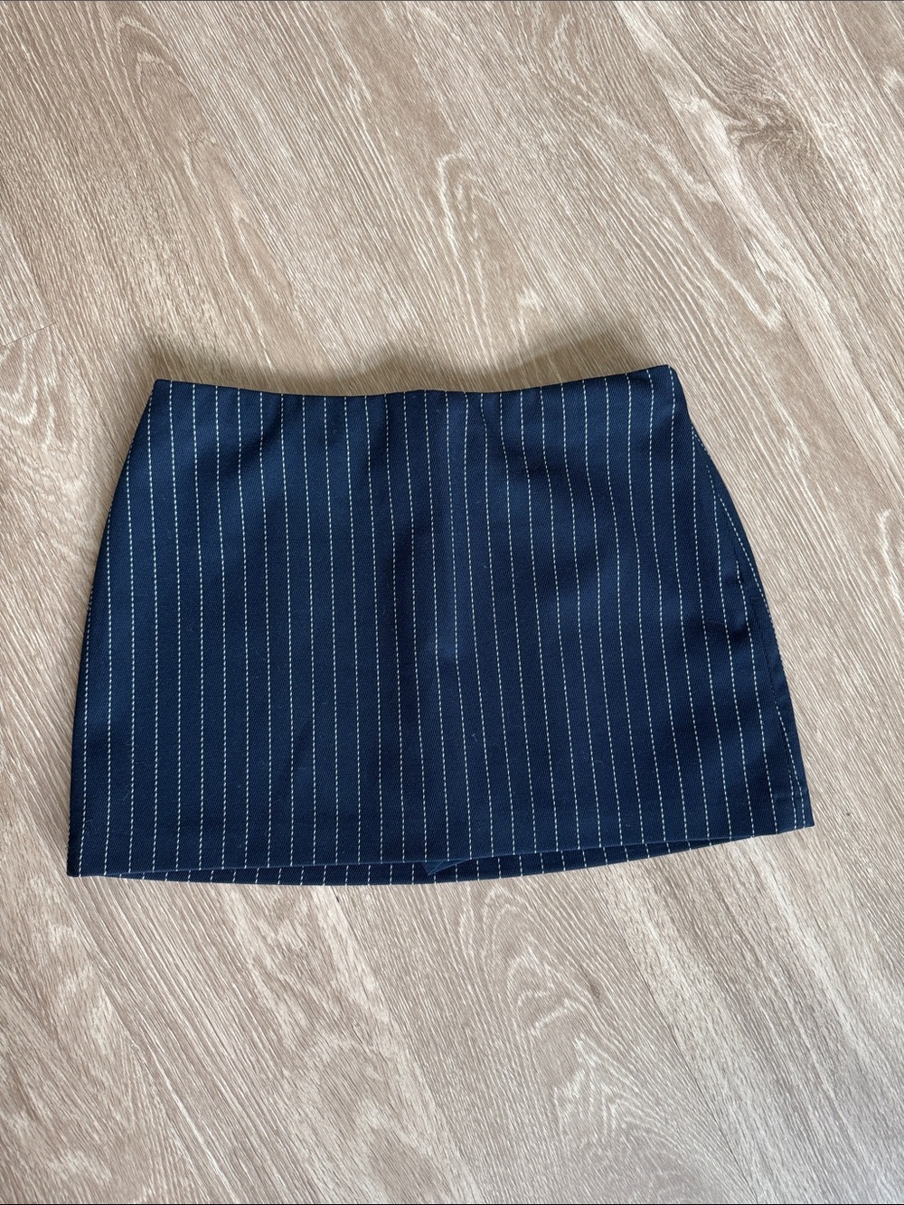 Abercrombie & Fitch Navy Pinstripe Mid-Rise Scarlett Mini Skirt